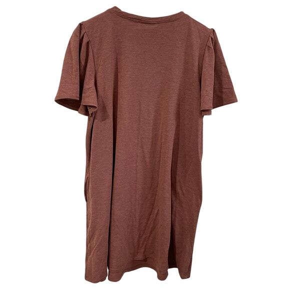 Mind Matter Mauve T-Shirt Dress Puff Sleeve Casual Mini Stretch Knit XL - Picture 3 of 11